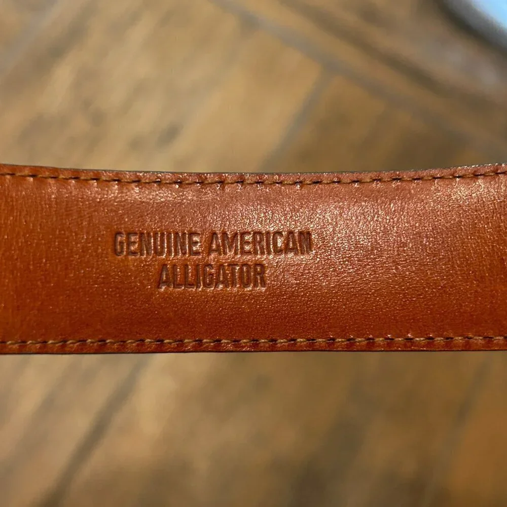 Ralph Lauren Gray Genuine American Alligator Belt Size 32
